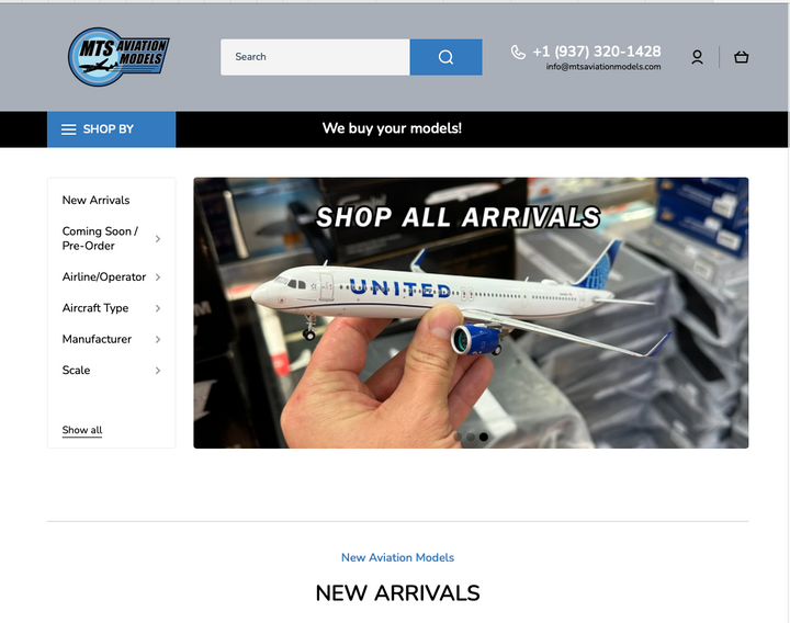 MTS Aviation Models website by Vigilante Media