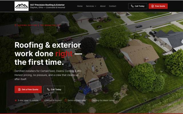 937 Precision Roofing and Exterior website by Vigilante Media